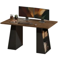 HOMCOM Escritorio con 4 Estantes Abiertos Diseño Industrial 140 cm Marrón y Negro(m-12)