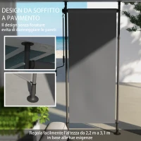 Outsunny Tenda Manuale Retrattile Autoportante, Regolabile in Lunghezza, con Manovella, Installazione Senza Forature, Metallo, Alluminio, Poliestere, Grigio Scuro(m-7)
