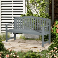 Outsunny 2-Sitzer Gartenbank Holz, wetterfest Sitzbank, Gartenmöbel mit Rückenlehnen, 240 kg belastbar 143 x 51 x 85 cm, Grau(m-10)