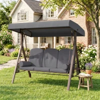 Outsunny Hollywoodschaukel 3-Sitzer Gartenschaukel mit Sonnendach Tablett Sitzauflage  bis 360kg Dunkelgrau(m-8)