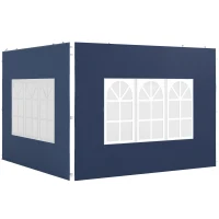 Outsunny 2er Set Seitenwände für Pavillon 3x3 3x6 Wasserdicht Seitenteile mit Fenster Blau(m-12)