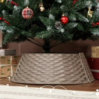HOMCOM Falda para Árbol de Navidad Rústico Diseño Tejido Cubre Pie para Árbol de Navidad para Fiestas Ø68x22 cm Café(m-10)