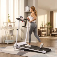 HOMCOM Cinta de Andar Plegable Cinta de Correr Eléctrica Velocidad de 1-10km/h con Pantalla LCD y Carga Máx. 110 kg para Fitness Hogar Oficina 125x61x118 cm Blanco y Negro(m-9)