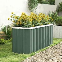 Outsunny Hochbeet Metall 136 x 53 x 61 cm Tief Gartenbeet mit Schutzkanten Pflanzenetiketten Handschuhe Offenem Boden(m-10)