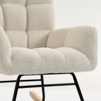HOMCOM Fauteuil à Bascule avec Repose-Pieds, Rocking Chair en Tissu Bouclette, Assise Rembourrée, Dossier Large, Crème(m-12)