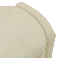 HOMCOM Banc Bout de Lit Banquette, 118x42x45cm, Banc de Rangement Rembourré en Tissu Bouclé, Pieds en Bois d'Eucalyptus, Crème(m-10)