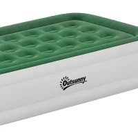 Outsunny Inflatable Mattress, Single Air Bed with Built-in Electric Pump, 3 Mins Inflation, Flocked Surface, Dark Green(m-13)