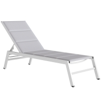 Outsunny Bain de Soleil en Aluminium Léger, Dossier Réglable 6 Positions, Rembourrage Intégré, 64x181x90cm, Gris Clair