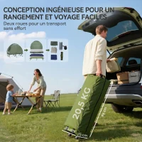 Outsunny Set da Campeggio Tenda Letto 2 Persone Materasso Gonfiabile con Borsa per il Trasporto Polietilene Verde(m-6)
