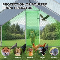 PawHut Enclos poulailler chenil volière extérieur 12 m² - Parc grillagé dim. 3L x 4l x 2H m - Espace Couvert - Acier galvanisé(m-8)
