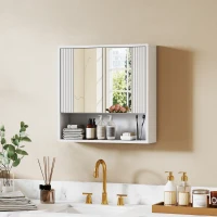 HOMCOM Armadietto Bagno Parete, Mobiletto Ante Soft-close, Ripiano Regolabile(m-8)