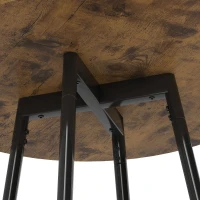 HOMCOM Industrieel Bartafelset met 2 Gevoerde Krukken, Voetsteunen, Metalen Frame, Keukentafel met Opbergruimte, Rustiek Bruin(m-10)