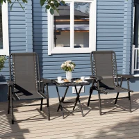 Outsunny Bistro Set 3-teilig aus Stahl Wetterfest Gartenmöbel Set mit klappbar Bistrotisch Becherhalter Gartenstühlen Schwarz(m-8)