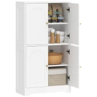 HOMCOM Küchenschrank, Hochschrank mit 2 verstellbaren Regalböden, Küchenbuffet mit 4 gewölbten Türen 60 x 30 x 110 cm, Weiß(m-12)