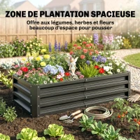 Outsunny Carré potager de jardin rectangulaire tôle d'acier ondulée 120 x 60 x 30,5 cm gris(m-4)