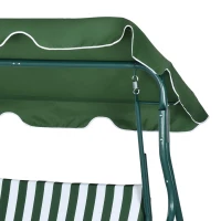 Outsunny Balancelle de Jardin 3 Places Toit imperméabilisé Inclinaison réglable Coussins Assise Dossier Vert Blanc rayé(m-13)