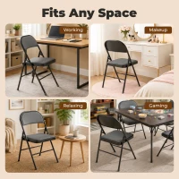 HOMCOM Lot de 4 chaises pliantes chaises de salle à manger portables cadre en acier 45 x 46 x 78 cm noir(m-8)