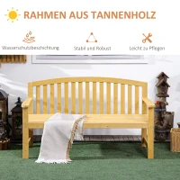 Outsunny 2-Sitzer Gartenbank Holz, wetterfest Sitzbank, Gartenmöbel mit Rückenlehnen, 240 kg belastbar 140 x 50 x 85 cm, Orange(m-5)