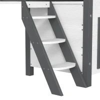 PawHut Cabane Chat Extérieur avec Terrasse, Escalier, Toit, Niche Villa, 77 x 50 x 73 cm Blanc et Rouge(m-10)