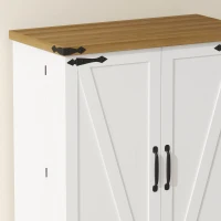 HOMCOM Aparador Alto de Cocina Armario de Cocina con 4 Puertas 3 Cajones 8 Especieros y Estantes Regulables 76 x 40 x 182 cm Blanco(m-8)