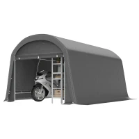 Outsunny /Gartenschuppen mit Kunststoff-Plane, Werkzeugzelt, aufstellbare Garage, 300B x 450T x 230H cm, Dunkelgrau(m-12)
