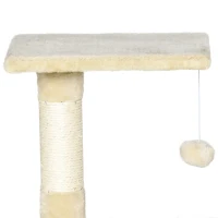 PawHut Arbre à chat tour de jeux pour chats poteaux en sisal, 2 plate-forme, niche, balle, tissu peluche, 50x30x81,5cm, beige(m-10)