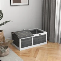 PawHut Maison enclos cage pour petit animal tortue avec 2 espaces 86 x 54 x 43 cm - bois de sapin(m-10)