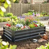 Outsunny Carré potager de jardin rectangulaire tôle d'acier ondulée 120 x 60 x 30,5 cm gris(m-2)