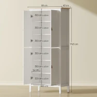 HOMCOM Credenza Cucina Alta 177 cm, Mobile Cucina con Luce LED, Dimmerabile a 3 Colori, Ripiani Regolabili, Bianco(m-3)