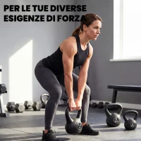 HOMCOM Kettlebell 14kg in Plastica e Sabbia con Base Piatta e Impugnatura, Nero(m-6)