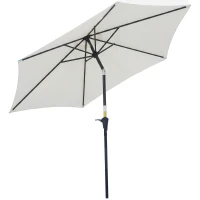 Outsunny Knickschirm Sonnenschirm Gartenschirm Marktschirm mit Handkurbel Alu 180/㎡ Polyester Beige ∅2,6 x 2,35 m(m-1)