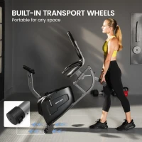SPORTNOW Vélo d'Appartement Semi-Allongé avec Roues, Résistance Magnétique et Siège Réglable, 132x62x100cm, Noir(m-9)