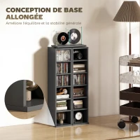HOMCOM Lot de 2 étagères colonnes armoire de rangement CD-DVD 12 compartiments 21 x 22,5 x 88,5 cm capacité 204 CD noir(m-8)