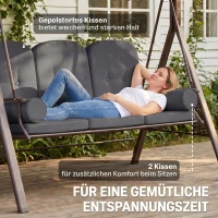 Outsunny Hollywoodschaukel 3-Sitzer Gartenschaukel mit Sonnendach Tablett Sitzauflage  bis 360kg Dunkelgrau(m-6)