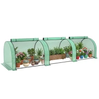 Outsunny Szklarnia foliowa, mrozoodporna, ze zwijanymi drzwiami na zamek 350 x 100 x 80 cm Zielony(m-12)