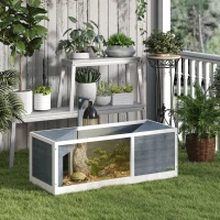 PawHut Maison pour tortues enclos avec toit ouvrant support lampe plateau fenêtre panoramique 120 x 50 x 40 cm gris(m-2)