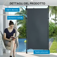 Outsunny Tenda Manuale Retrattile Autoportante, Regolabile in Lunghezza, con Manovella, Installazione Senza Forature, Metallo, Alluminio, Poliestere, Grigio Scuro(m-5)