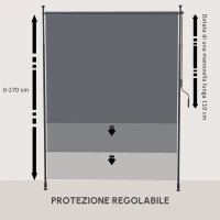Outsunny Tendalino verticale con manovella senza foratura frangivento per balcone struttura in alluminio protezione UV 200 x 305 cm grigio(m-6)