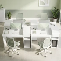 HOMCOM Escritorio para Ordenador con Cajón y Estantería Escritorio con Soporte para Unidad Central 108x50x82 cm Blanco(m-4)