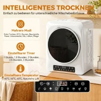 HOMCOM 1000 W Kompakt-Ablufttrockner mit Extra-Trocken & ECO-Modi, Timer- und Temperatureinstellungen, Weiß(m-4)