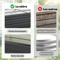 Outsunny Carré potager de jardin rectangulaire tôle d'acier ondulée 120 x 60 x 30,5 cm gris(m-5)