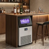 HOMCOM Gewerbliche Eiswürfelmaschine, 55 kg/24h Edelstahl Unterbau- oder freistehende Eiswürfelmaschine mit 13 kg Speicher(m-10)