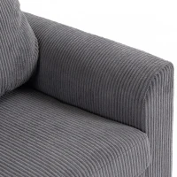 HOMCOM 2 Seater Sofa, Corduroy Small Couch with Spring Cushion, Wide and Deep Seat, Dark Grey(m-10)