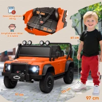 AIYAPLAY Carro elétrico infantil, alimentação 12V, controlo remoto, função música, buzina, luzes LED, Laranja(m-3)