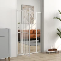 PawHut Barrera para Perros Extra Alta con Ancho Ajustable 77-104 cm Puerta para Perros con Extensiones y Puerta de Paso Blanco(m-9)