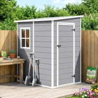 Outsunny Abri de jardin 1,54 m² pour outils porte verrouillable, aération et fenêtre dim. 122L x 149l x 192/177H cm, gris(m-2)