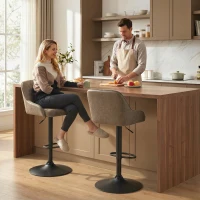 HOMCOM 2er-Set Barhocker, hohe Küchenhocker mit drehbarem Sitz und höhenverstellbar, Dunkelbraun(m-2)