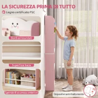 AIYAPLAY Libreria Montessoriana per Bambini 3-6 Anni con Tema Zucchero Filato, 4 Ripiani in Legno, per Cameretta, Rosa(m-5)