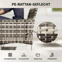 Outsunny 2-Sitzer Rattan Gartensofa PE-Rattan Outdoor-Terrassen-Sofa mit Polster, Anti-Rutsch-Matten, Stahlrahmen, Hellgrau(m-5)
