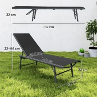 Outsunny Lot de 2 bain de soleil chaise longue pliante textilène transat jardin extérieur inclinable 54 x 164 x 84 cm noir(m-3)